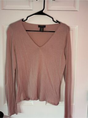 Banana Republic Long-Sleeve V-Neck Top in Dusty Rose